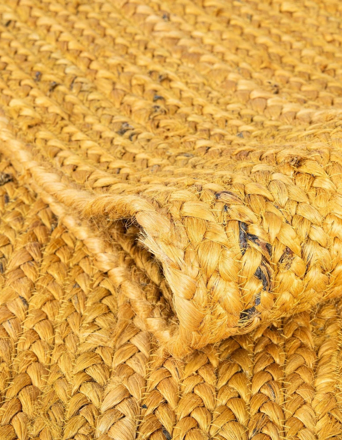 Sunshine Yellow Oval Jute Area Rug | Vibrant Hand-Woven Natural Fiber Floor Carpet Rug