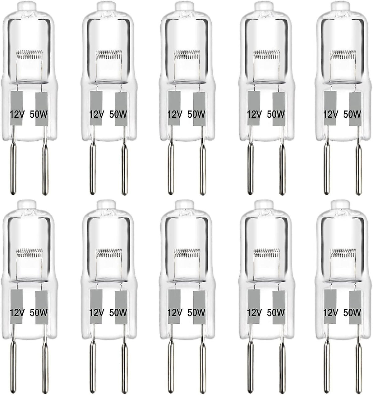 G6.35 Halogen Light Bulbs 2 Pin 12v 50w Dimmable, 650lm Warm White 2700k, Gy6.35 Halogen Capsule Bulb, For Chandeliers, Track Ligh