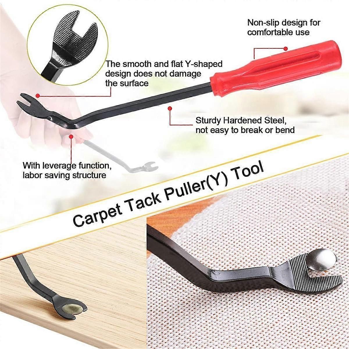 3-Piece Heavy Duty Staple Remover Ergonomic Upholstery Tool With Lever