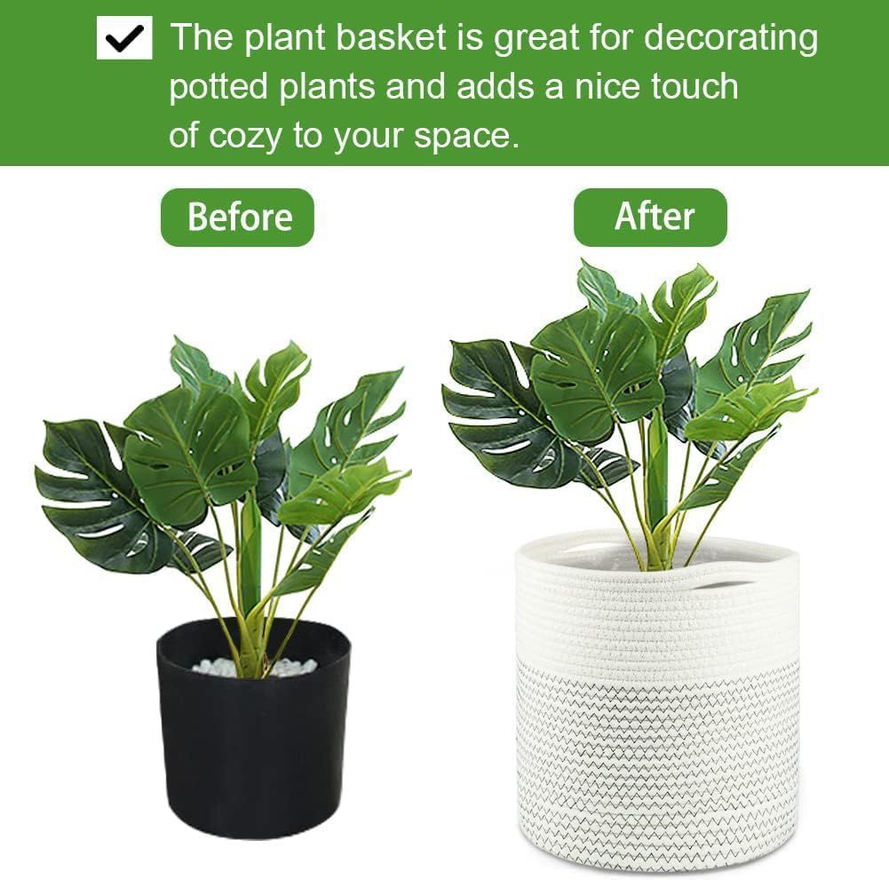AIESY® Beautiful Jute Spliced Cotton Rope Plant Hanging Basket