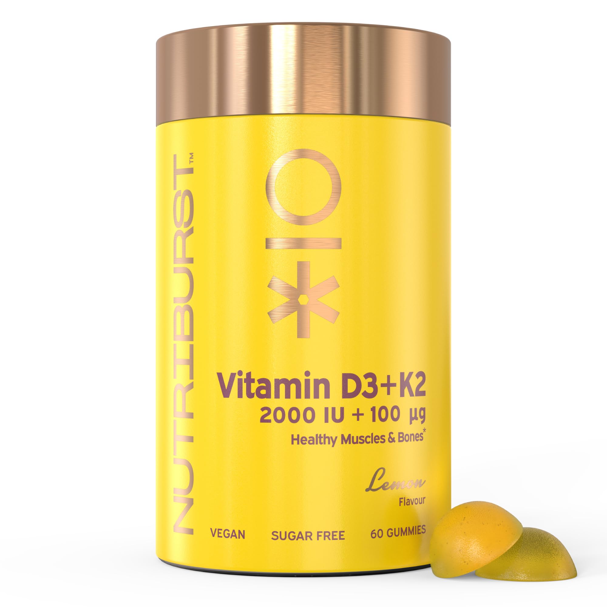 Nutriburst Vitamin D3 + K2 Lemon 60 Gummies