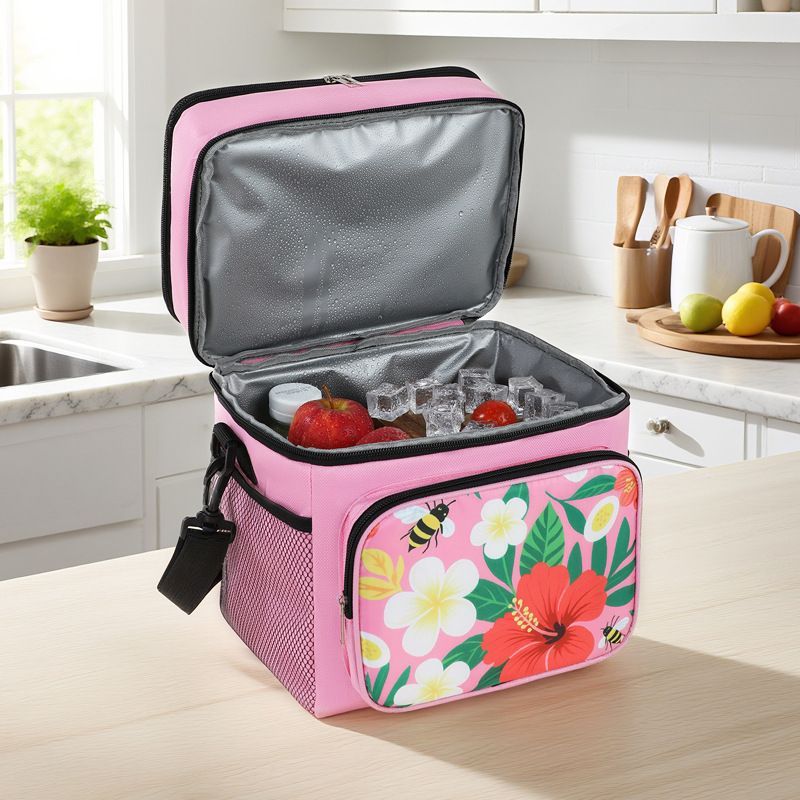 Double Layer Insulated Bento Cooler Bag with Shoulder Strap