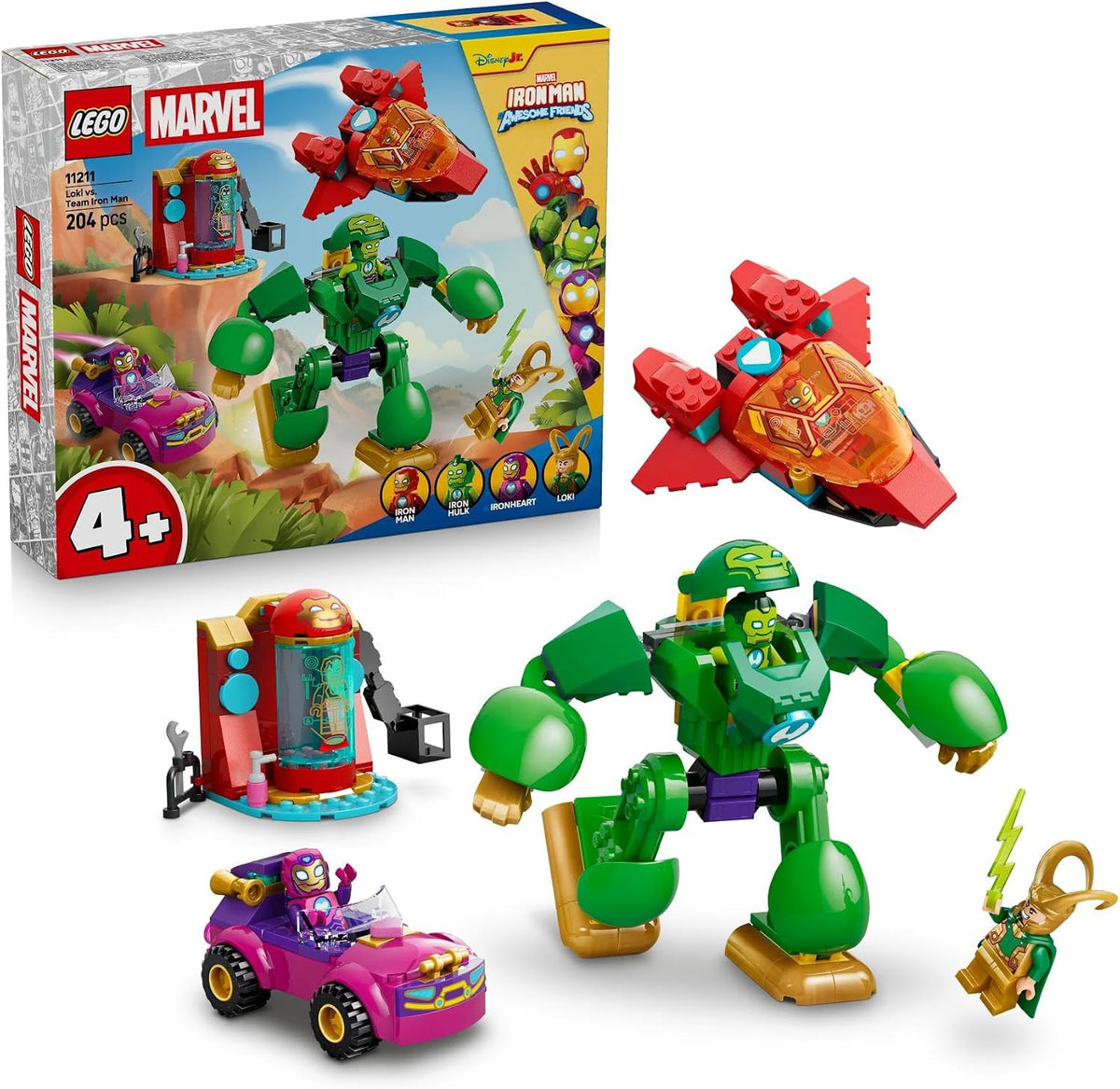 LEGO Marvel Iron Man and His Friends, Loki vs Team Iron Man Building Set, For Age 4+ Years