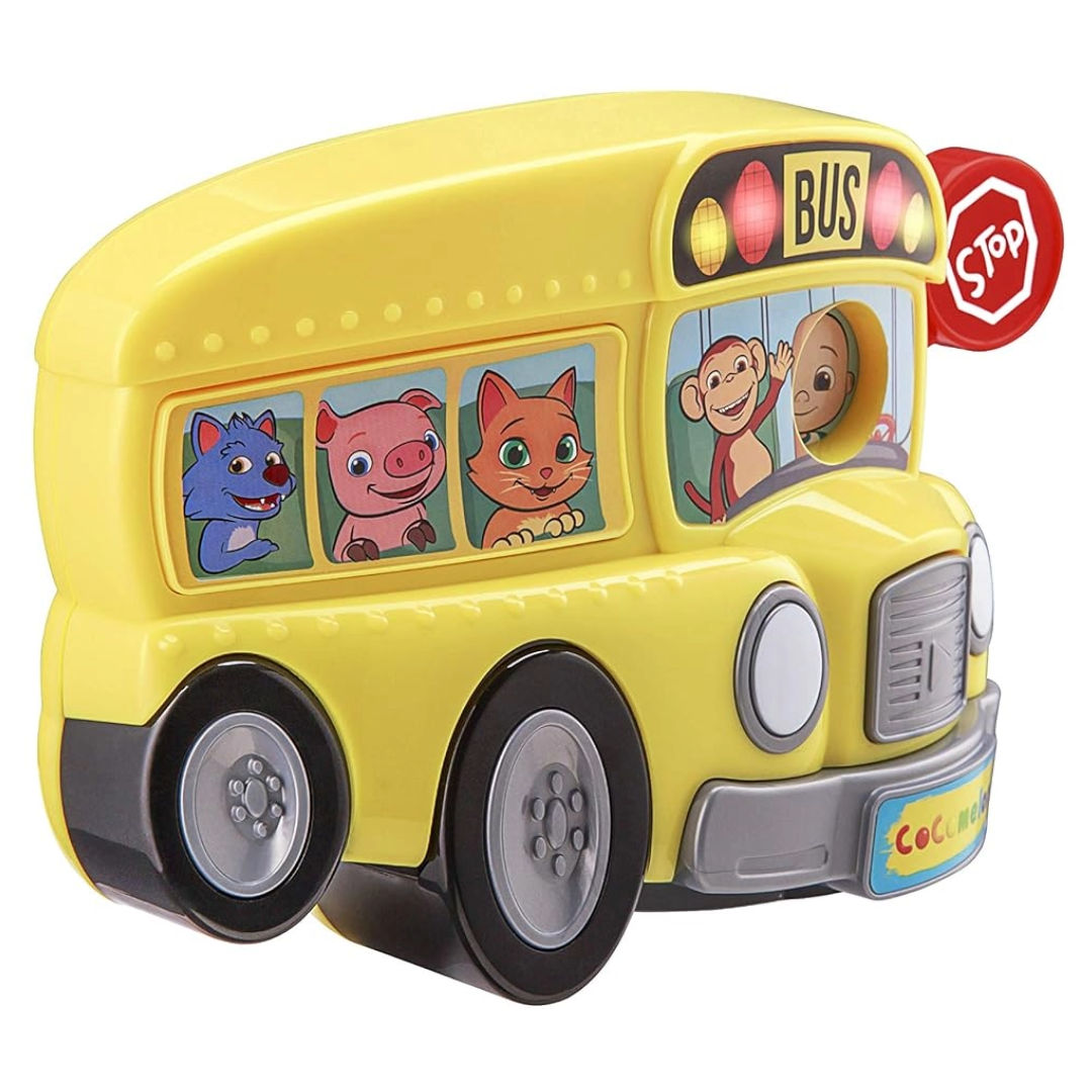 CoComelon Musical School Bus For Kids, Yellow Toy With Built-In Songs And Sound Effects, Flashing Lights