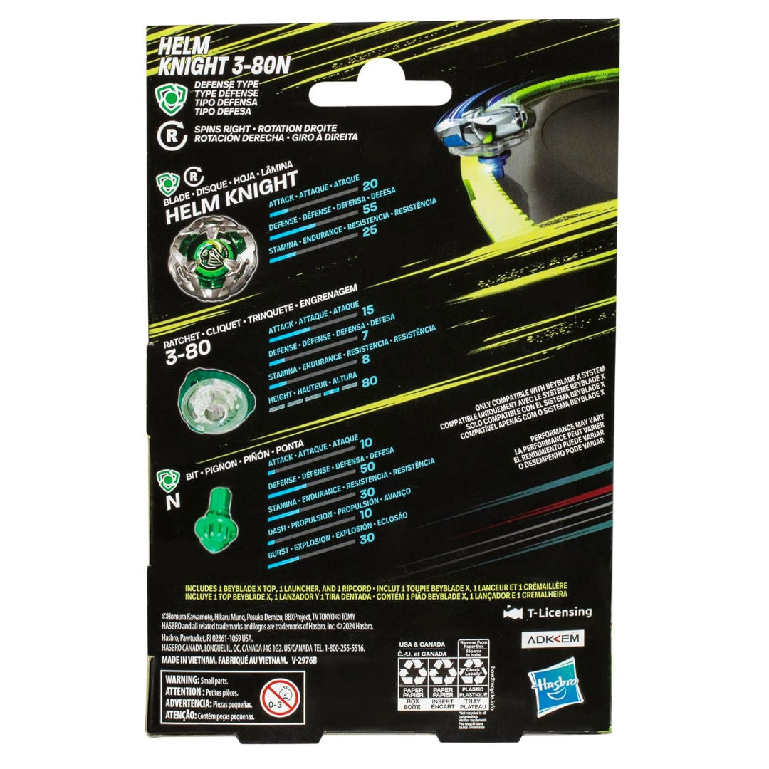 Beyblade X Helm Knight 3 80N Launcher Set, 8+ years