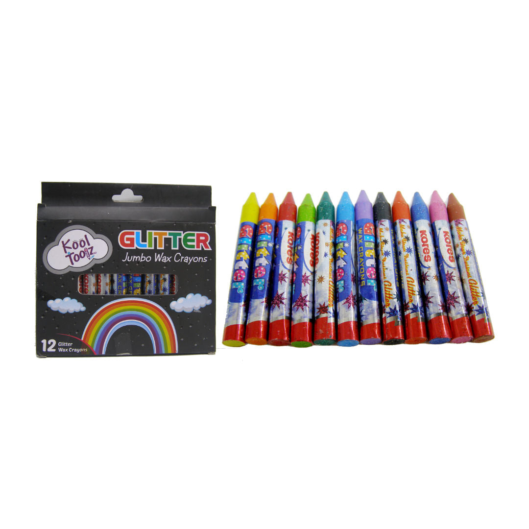 Kooltoolz Glitter Jumbo Wax Crayons, 12 Pieces