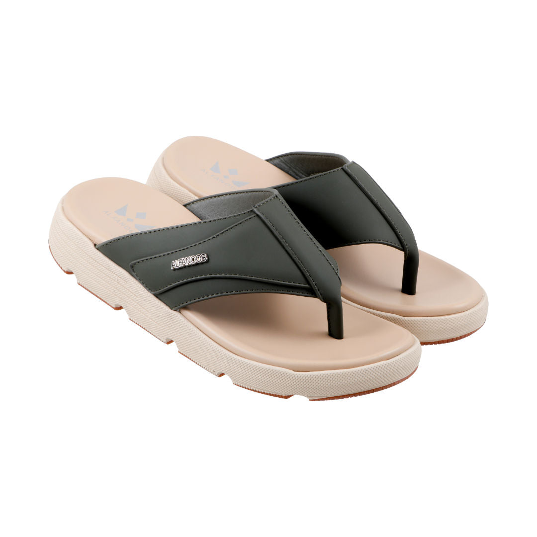 AL FANOOS Men's Medicated Sandals with Microfiber Upper, PU Foam Insole & EVA-TPR Sole, Olive, AFNMN0710108OLV