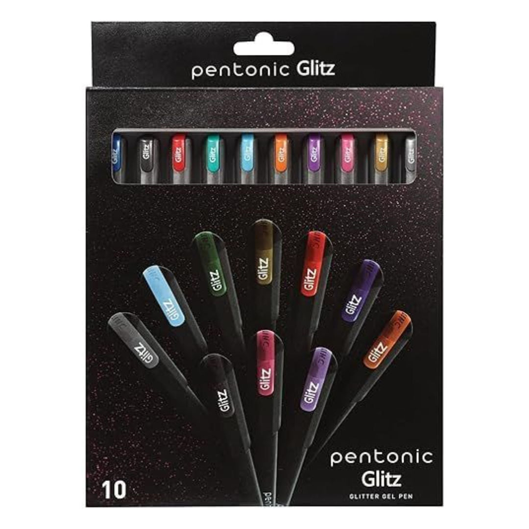 Pentonic Glitz Glitter Gel Pen, 1.0mm, 10 pieces