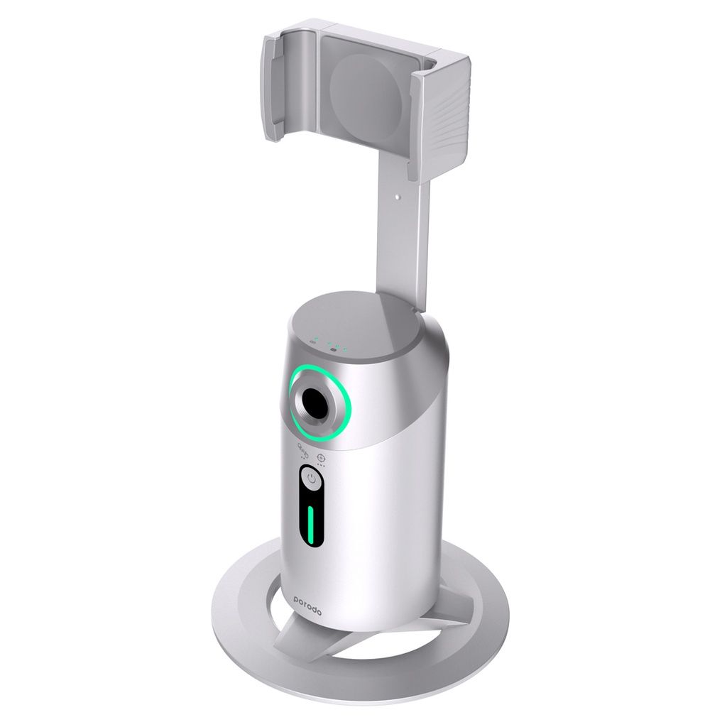 Porodo Gimbal with AI Face Tracking, Gesture Recognition & Remote Controller, PD-GAIFTGR-WH, White