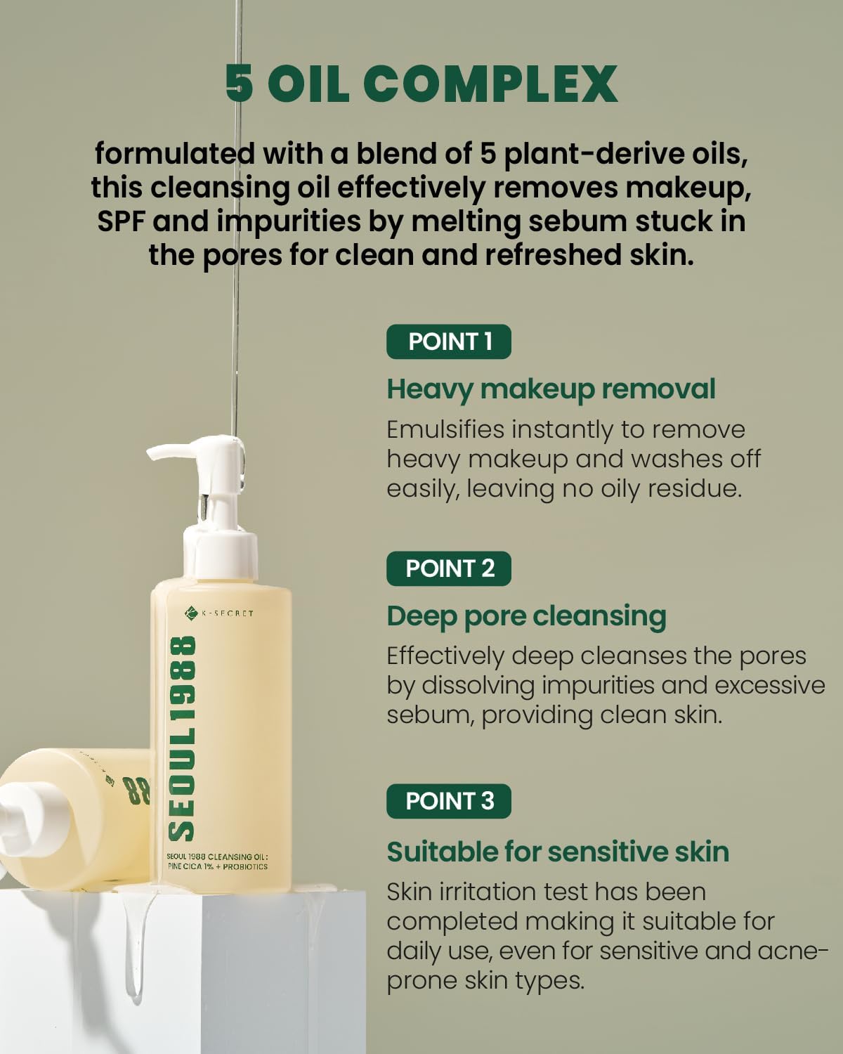 K-SECRET SEOUL 1988 Cleansing Oil : Pine Cica 1% + Probiotics 200ml