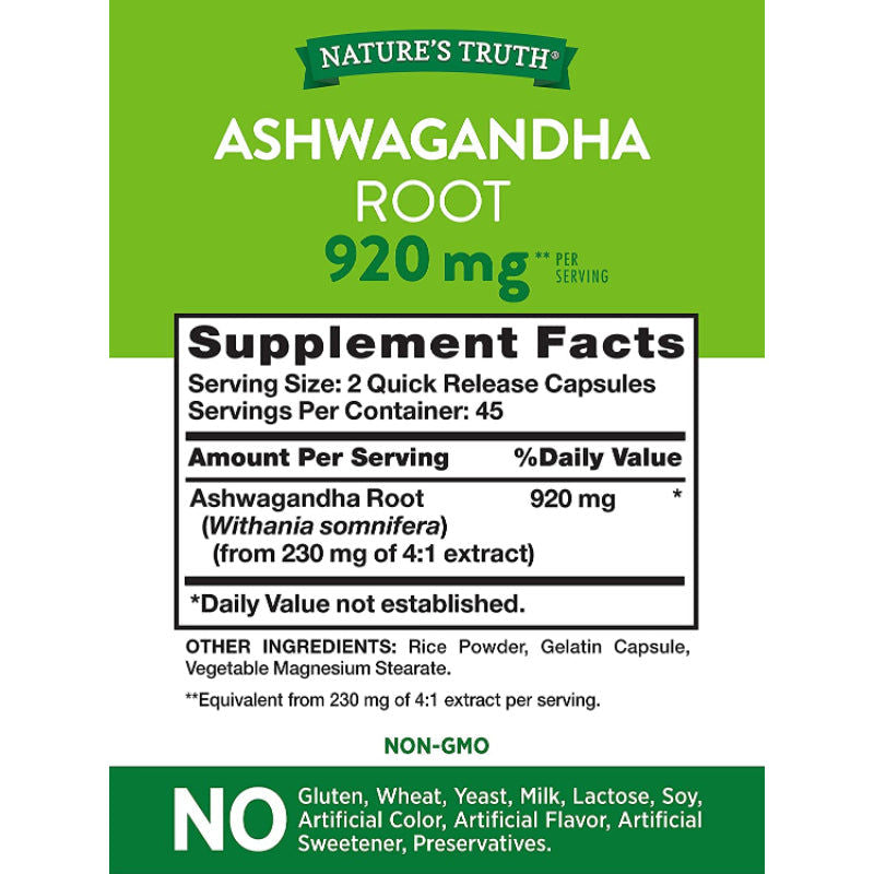 Nature's Truth Ashwagandha Capsules 920 mg, 90 capsules