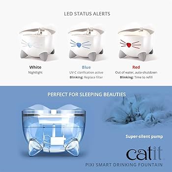 Catit PIXI Smart Fountain with Stainless Steel Top - White/2L