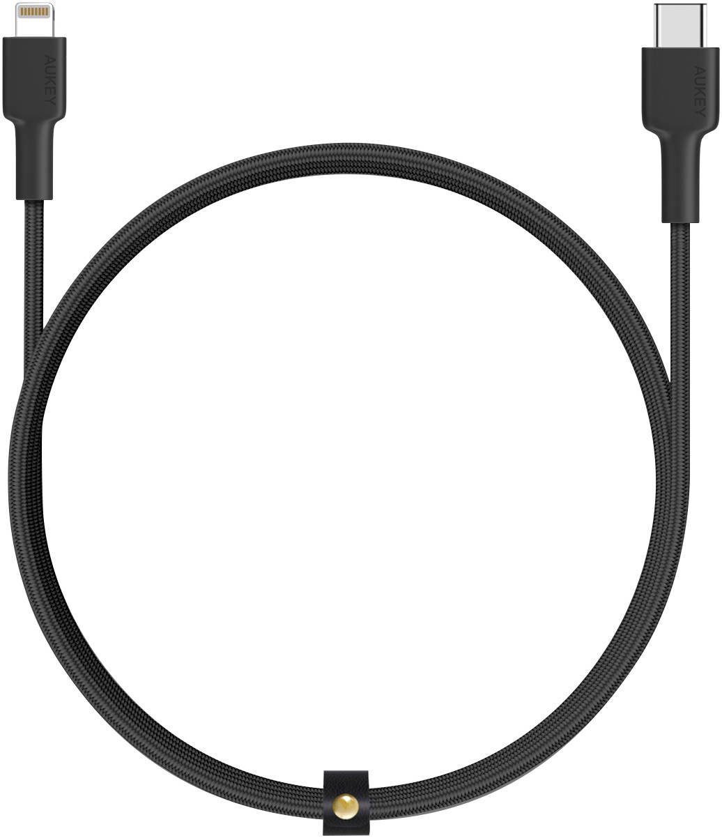 Aukey CB-CL3 WH Braided Nylon Sync USB-C to Lightning Cable0.9m