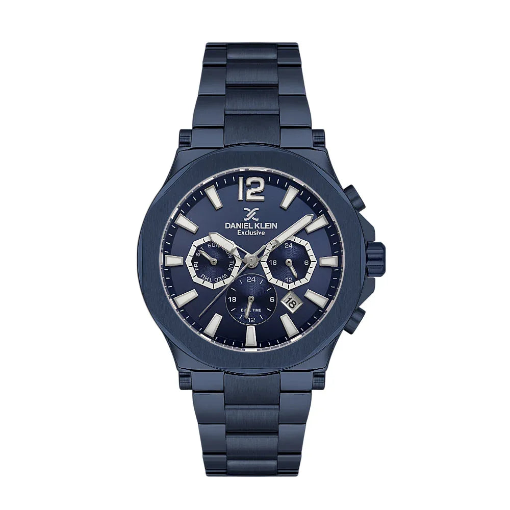 Daniel Klein Exclusive Sunray Dial Blue Stainless Steel Watch for Men, DK.1.14216-4