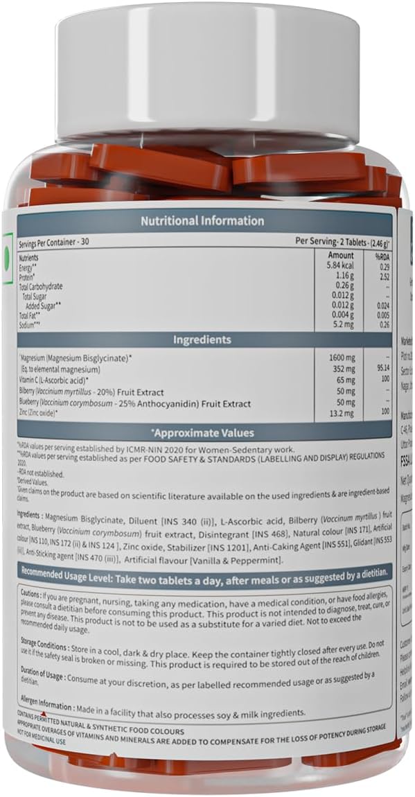 Neuherbs True Magnesium Glycinate Supplement 1600Mg- 60 Tablets