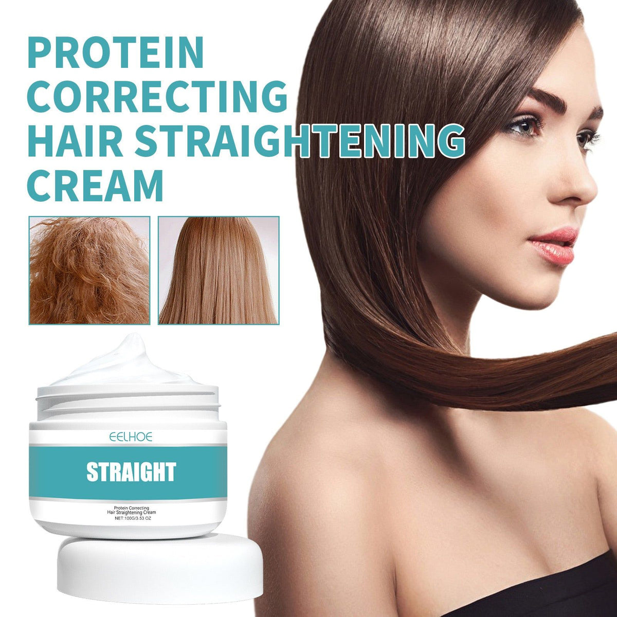 Collagen Hair Straightening Cream, Smooth Split Ends, Improve Frizz, Nourish, Repair Damaged Hair ,100g