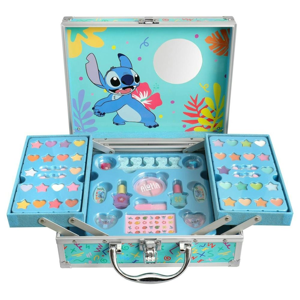 Air-Val Disney Lilo & Stitch Stitch Large Makeup Case with Folding Trays, 8+ Year