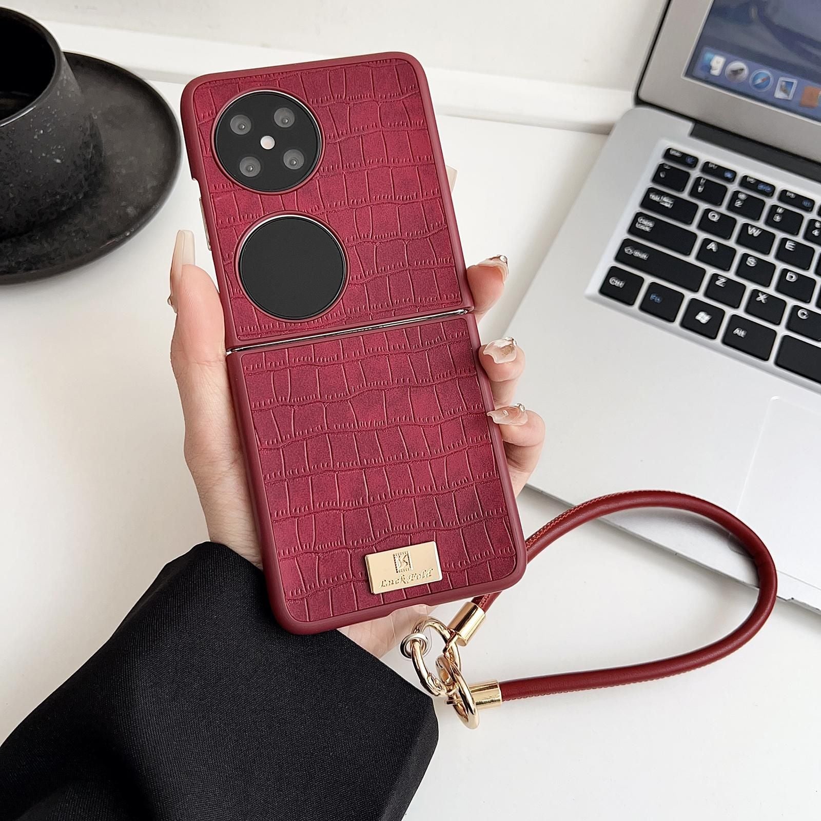 Crocodile Texture Strap Case For Huawei Pocket 2