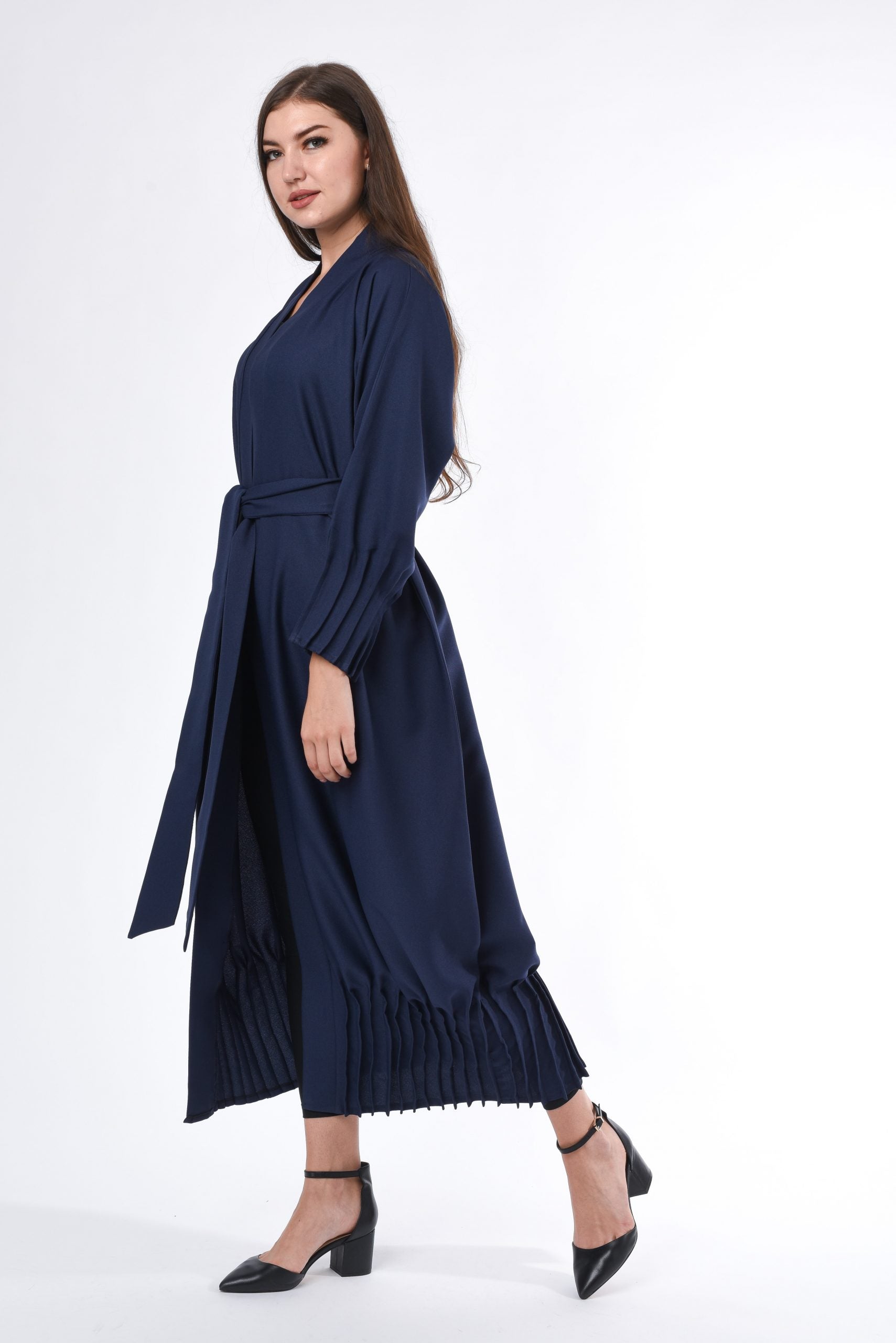 MOiSTREET Navy Pleated Detail Abaya