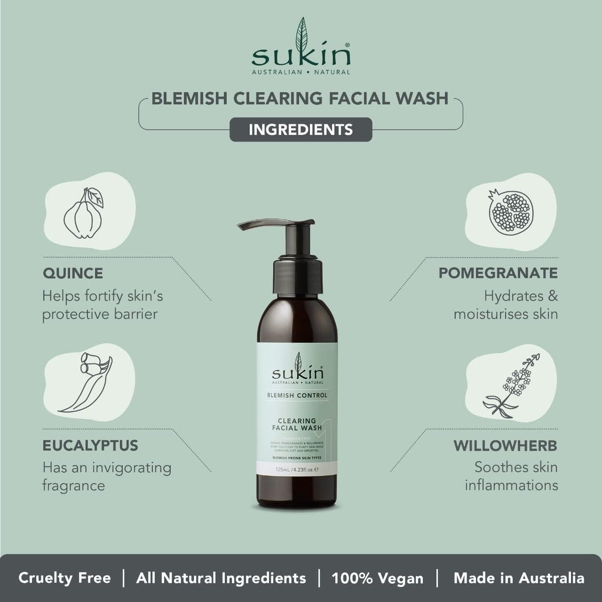 Sukin Blemish Control Clearing Facial Wash 125Ml