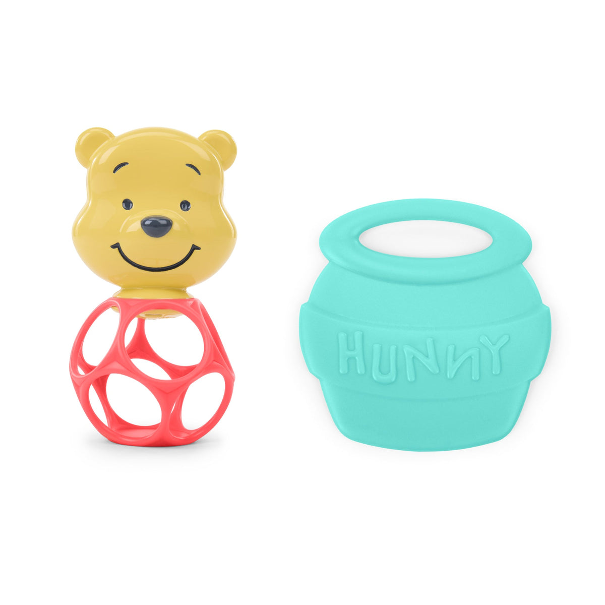 Bright Starts Disney Baby Winnie the Pooh Hunny & Shake Rattle & Teether Toy (Pack of 2), 0M+