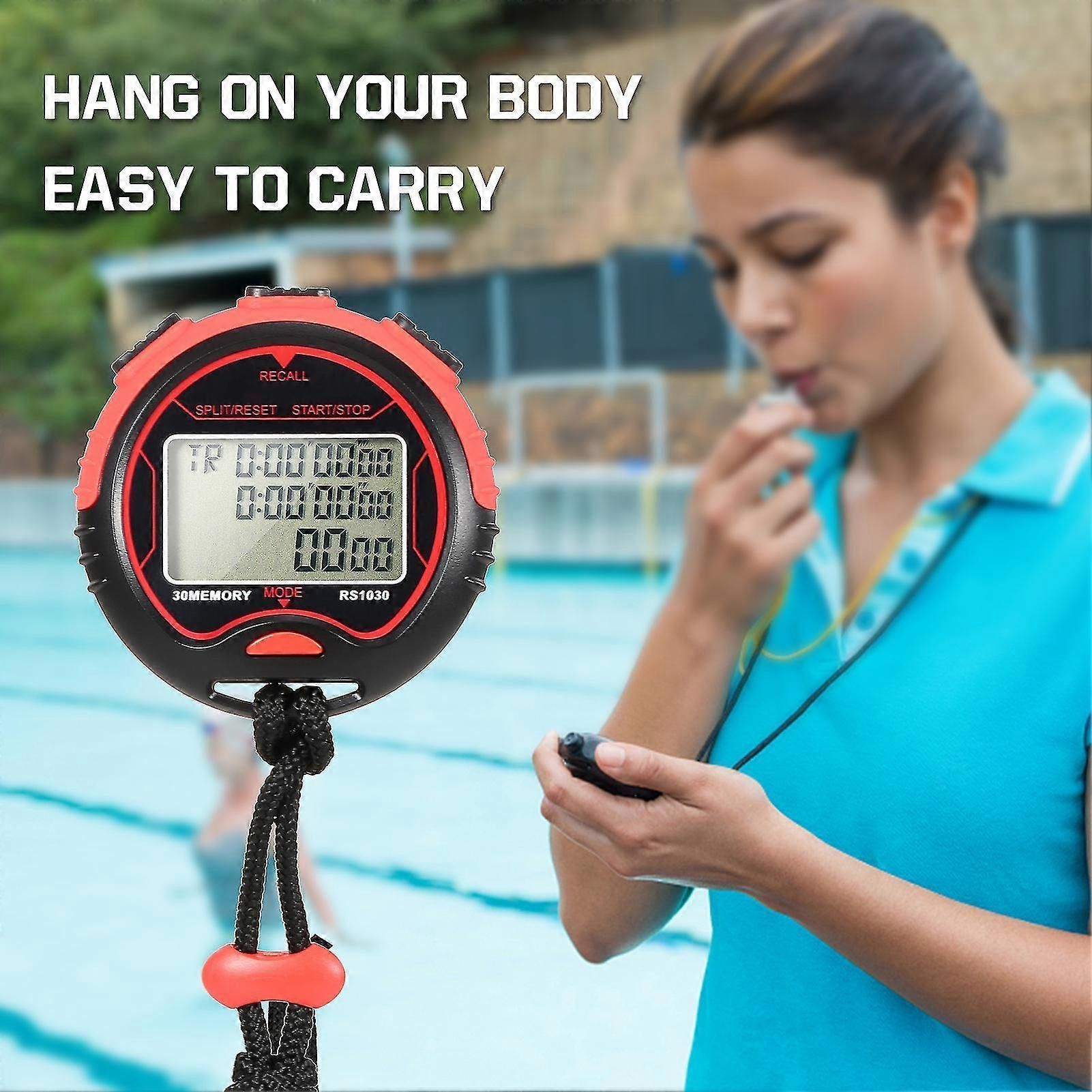 Professional Digital Stopwatch Timer Waterproof Digital Handheld Lcd Timer Chronograph Sports Counter With Strap For Swimming Running Football Train zxin