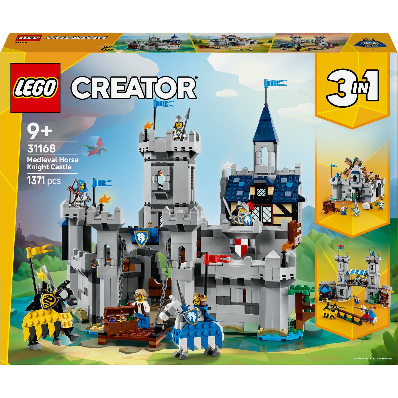 LEGO Creator 3in1 Medieval Horse Knight Castle 31168 Toy Building Set, For Age 9+ Years