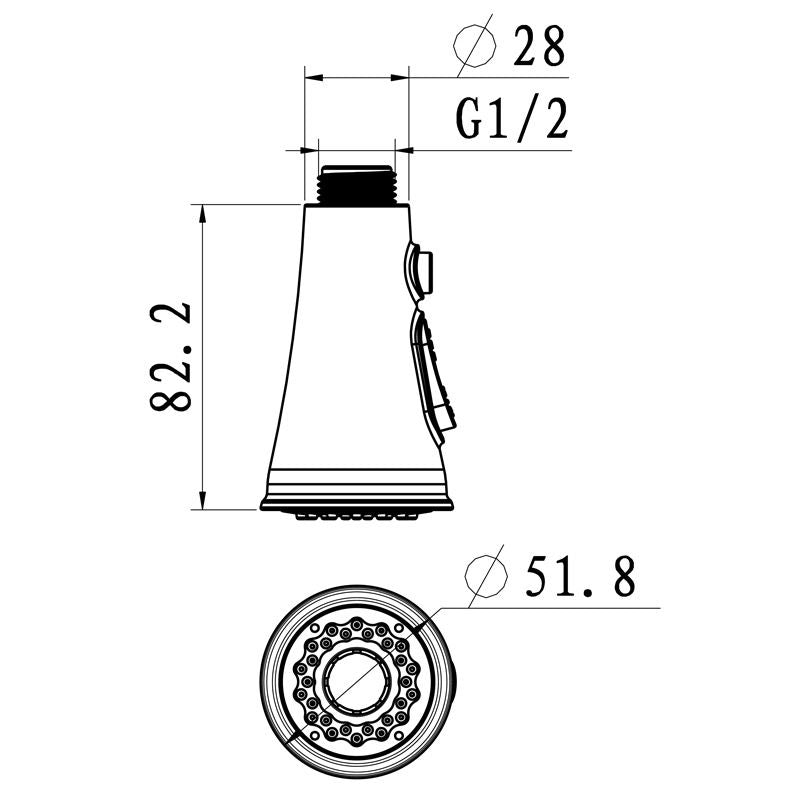Pausable Faucet Sprinkler Water Saving Nozzle Sprayer Filter Drawing BN