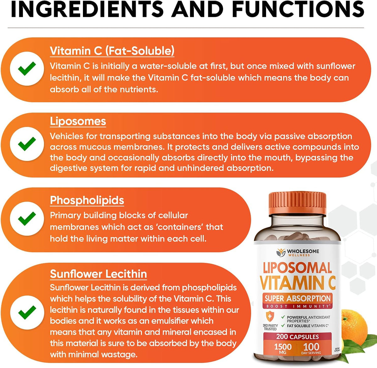 Wholesome Wellness Liposomal Vitamin C Capsules 200