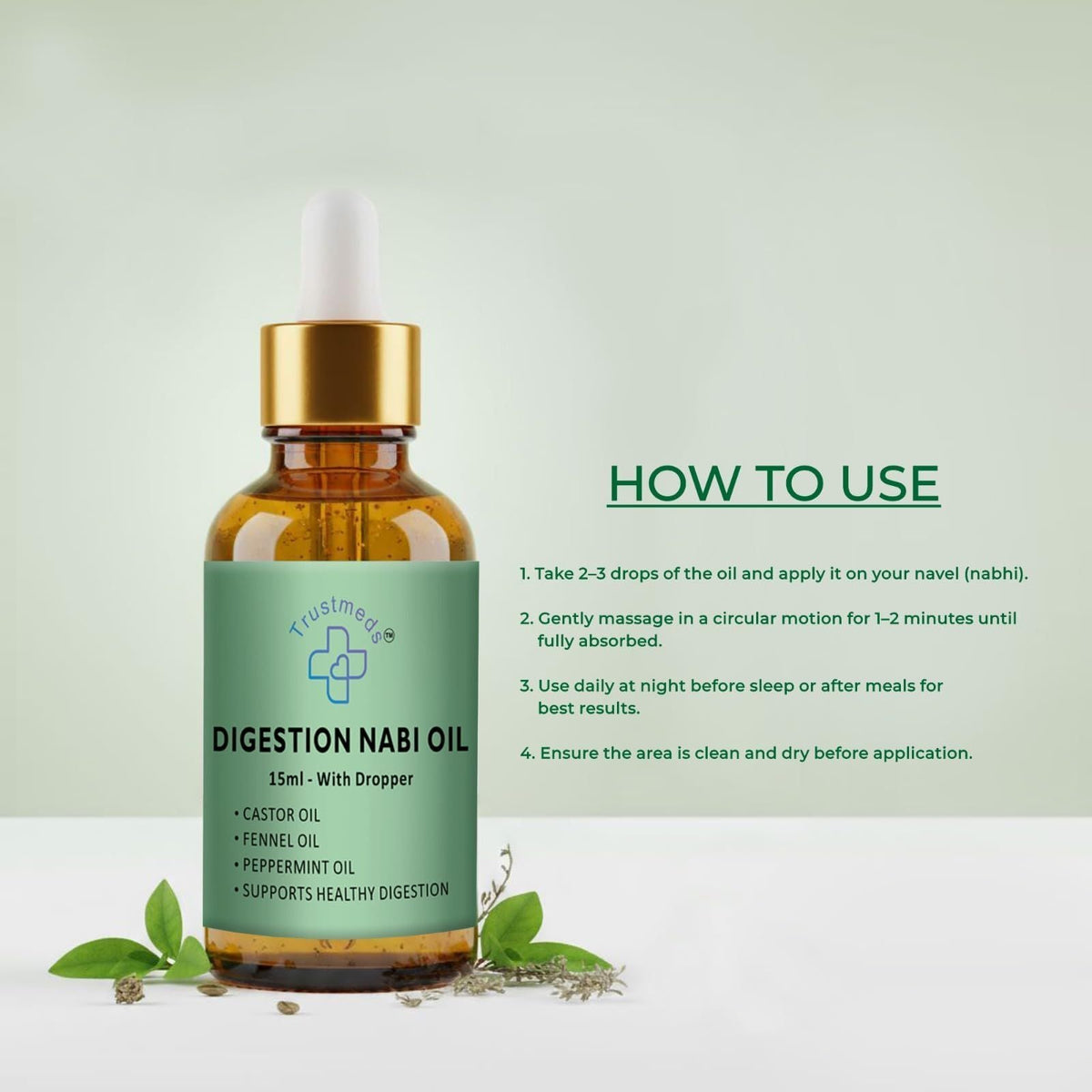 Trustmeds Digestion Nabhi Oil with Hing Ajwain & Ginger