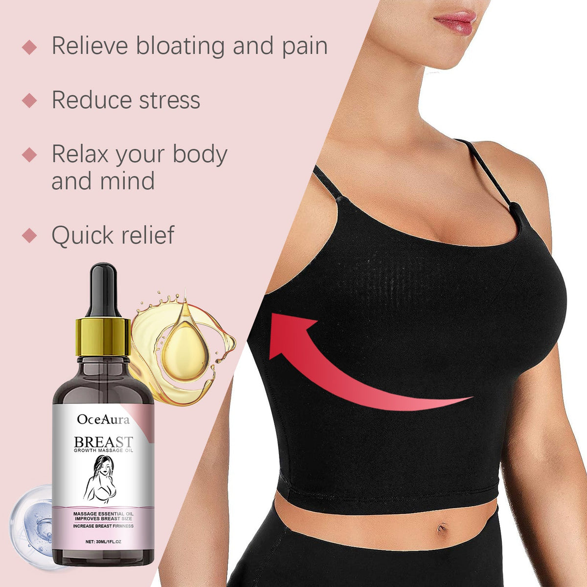 Chest Moisturizing Treatment, Firming & Volumizing Essential Oil for Breast Care, Relaxing Massage Oil ,30ml