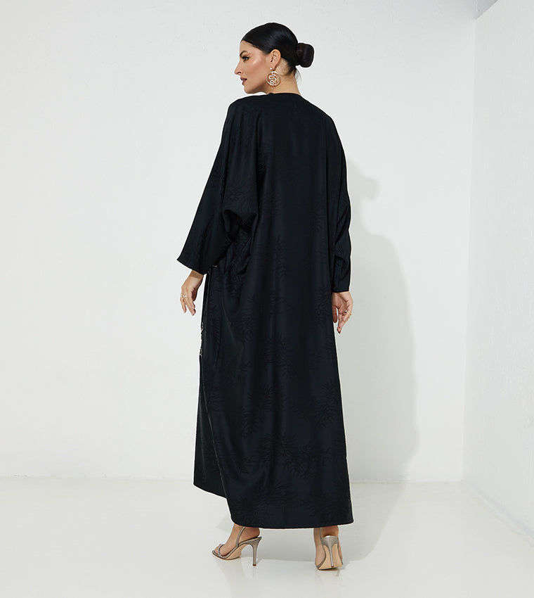 MOiSTREET  Black Jacquard Embroidered Abaya