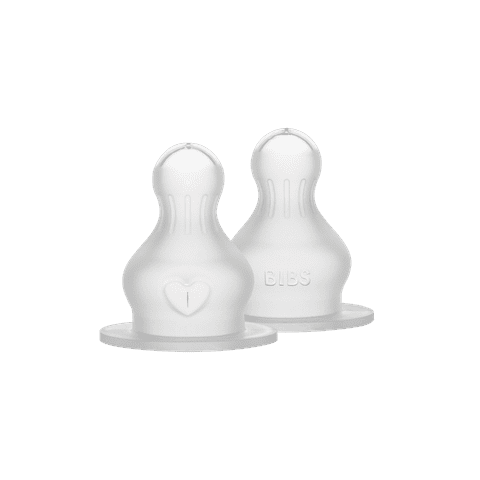 BIBS Baby Bottle Nipple Round Silicone 2 Pack Medium Flow