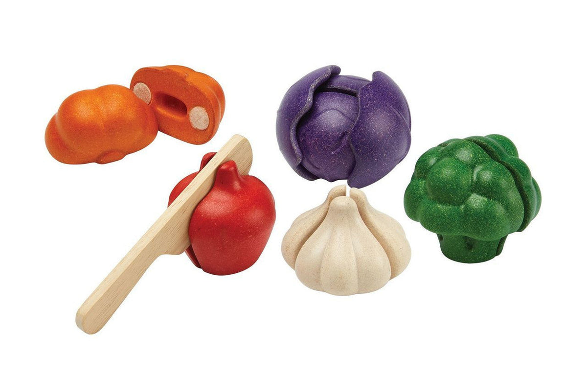 PlanToys 5 Colors Veggie Set — Wooden Pretend Play Food