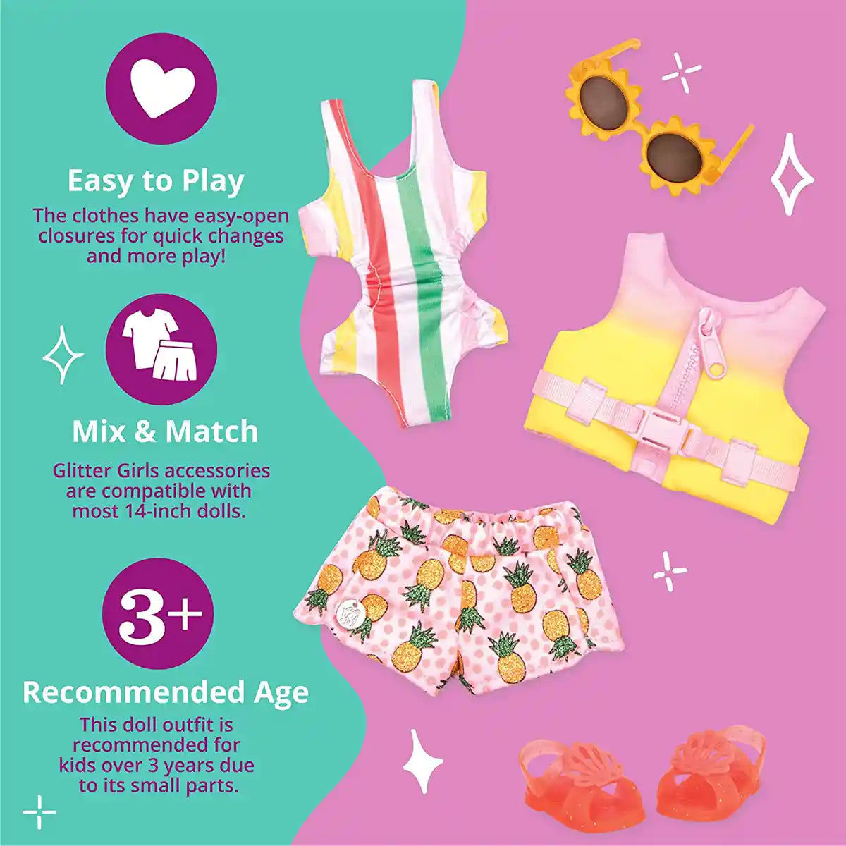 Glitter Girl 14" Doll Deluxe Boating Outfit - Accessories only