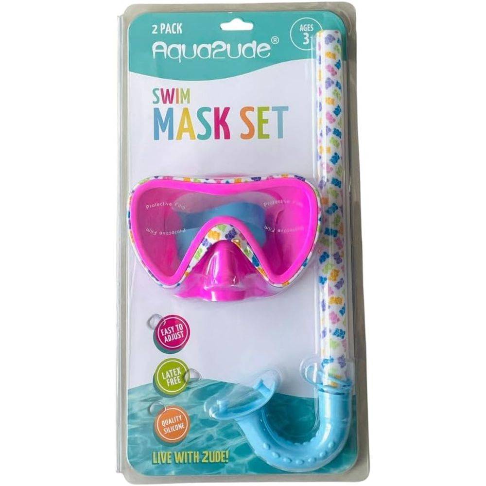 Aqua2ude Gummy Bear Swim Mask and Snorkel Set, Pack of 2, Pink, 3+ Years