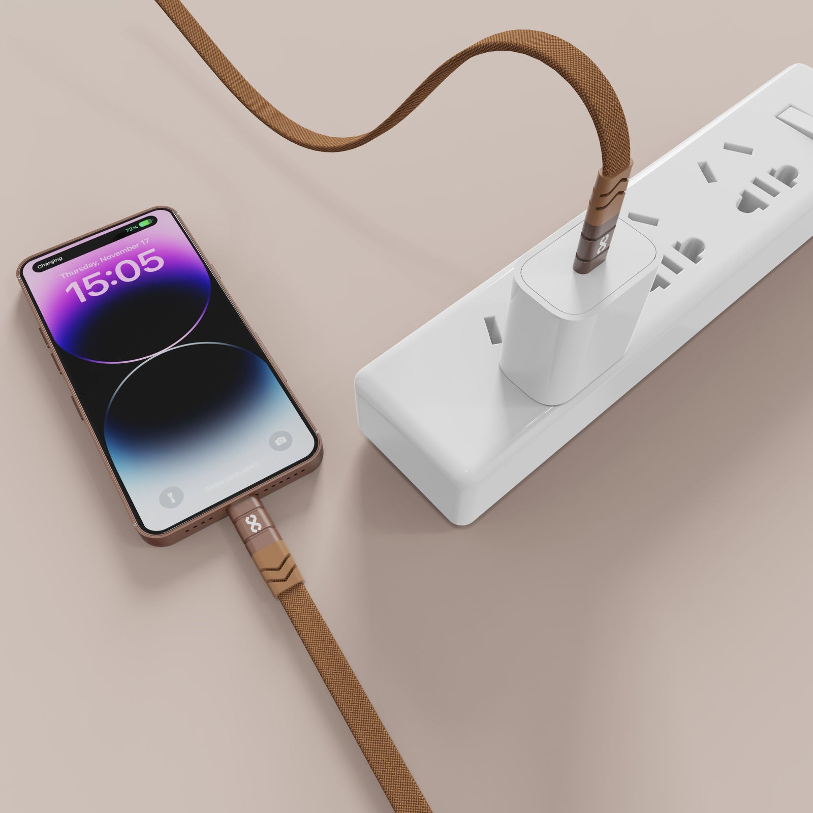 Infinyty 2-in-1 Lanyard USB-C to USB-C Braided Cable 60W, 1m