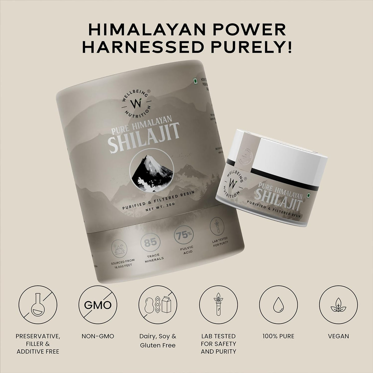 Wellbeing Nutrition Pure & Natural Himalayan Shilajit Original Resin 20g Pack of 2