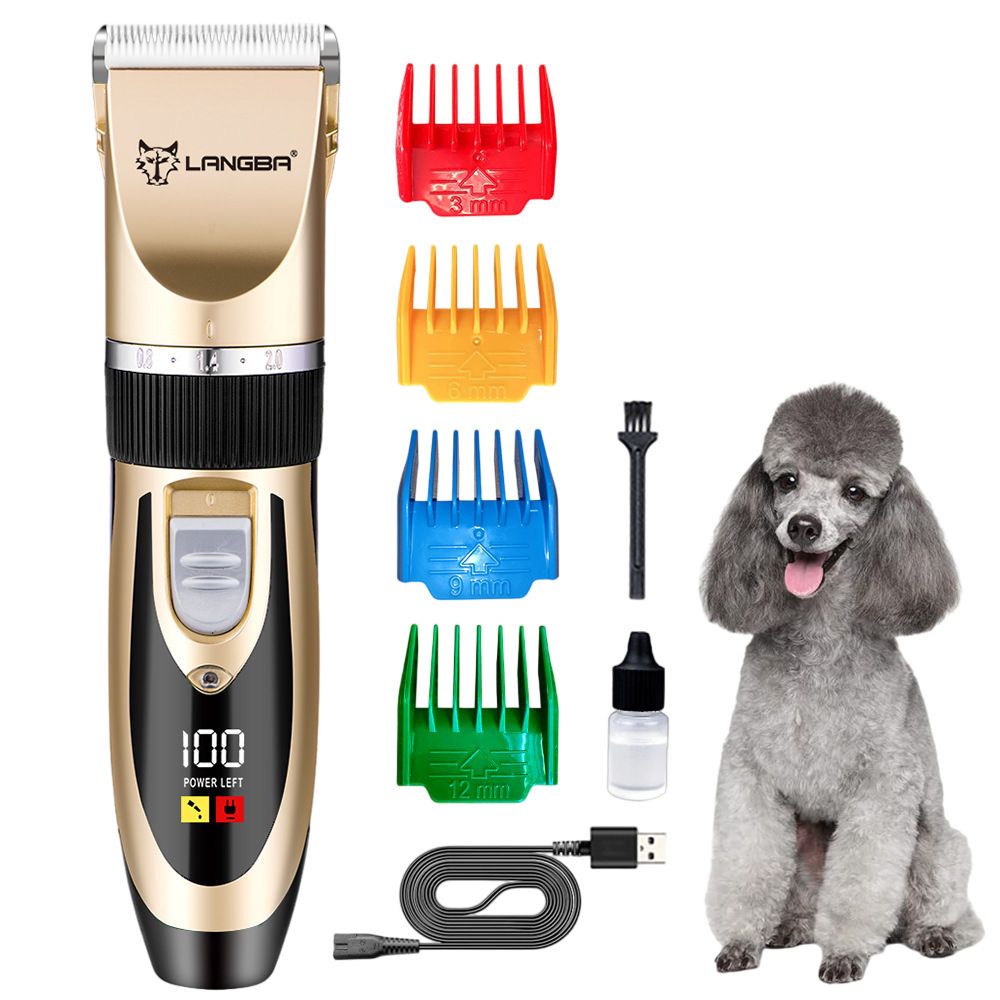 Gold Pet Hair Clipper with Guide Combs