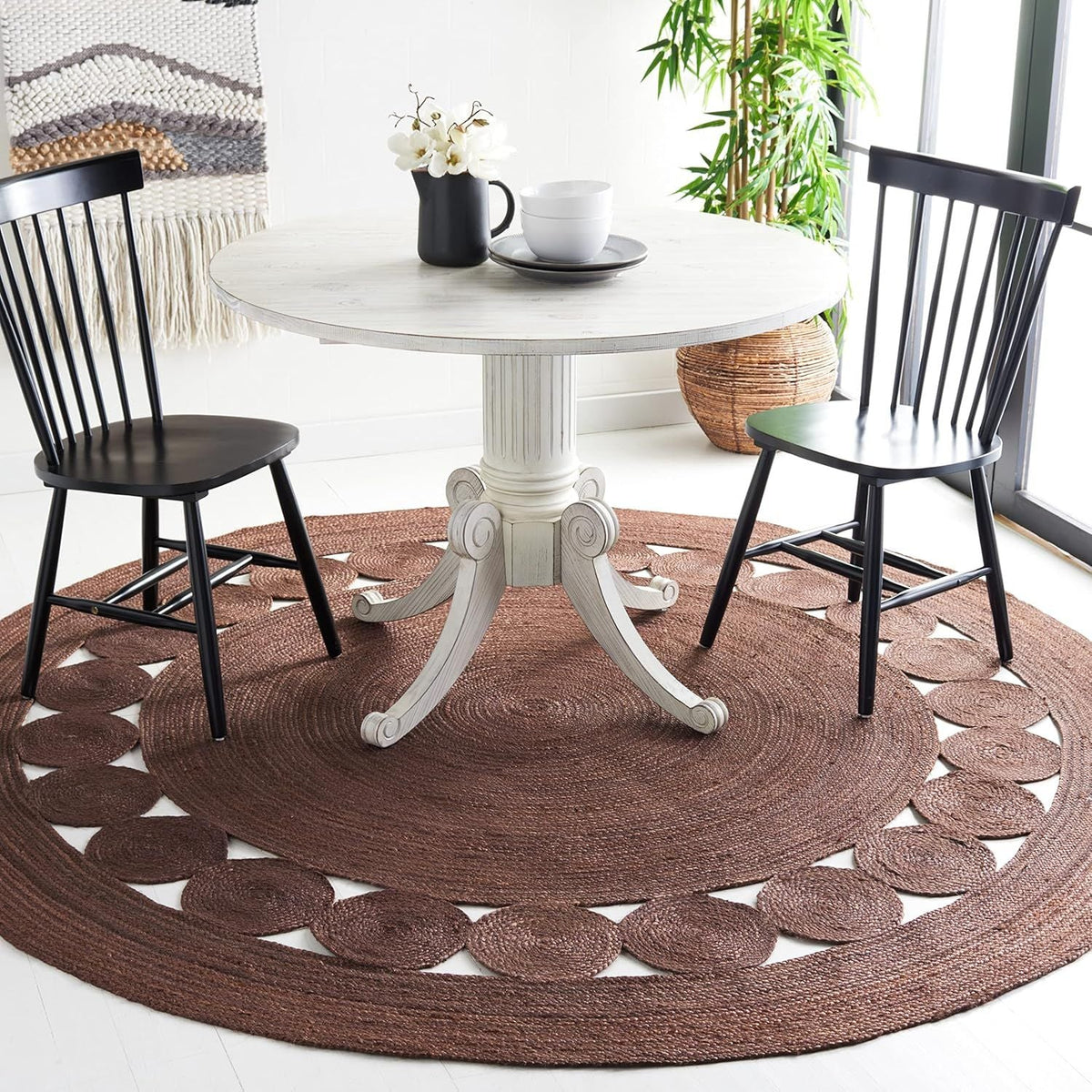 Round Jute Rug for Living Room | Handwoven Braided Area Rug | Available in Multiple Colors