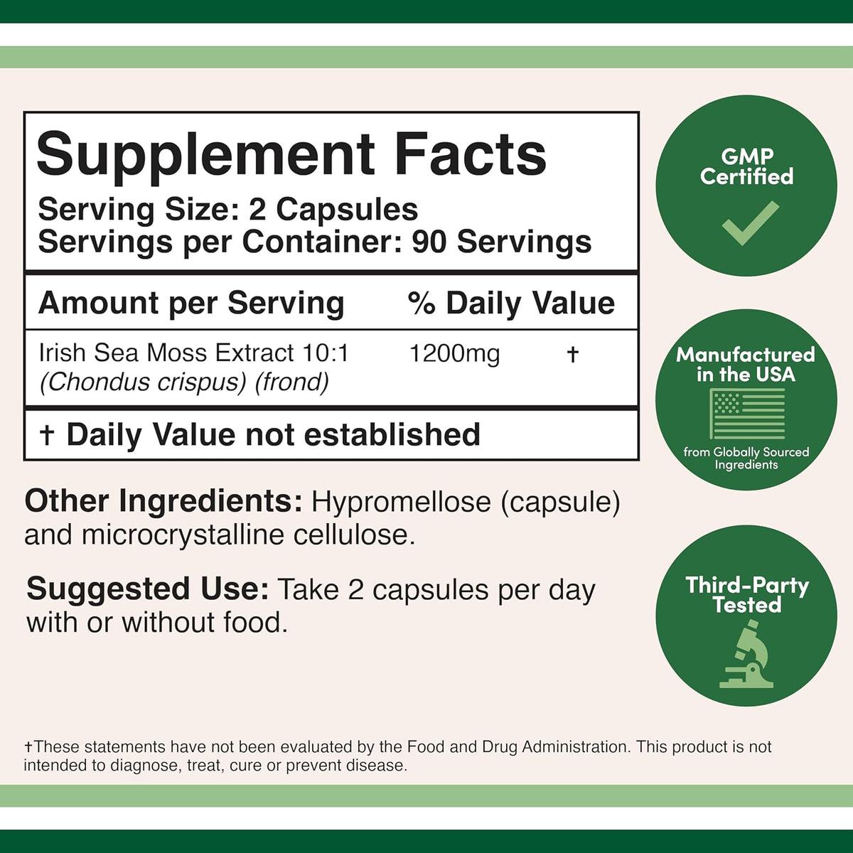 Doublewood Irish Sea Moss 1,200mg 180 capsules