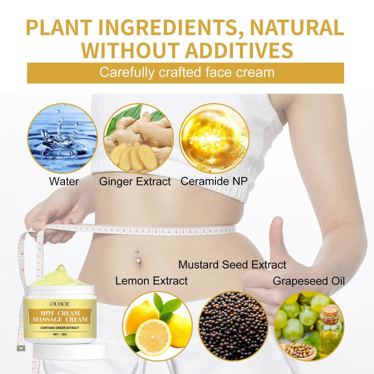 Shape Up & Slim Down Body Cream, Boost Metabolism, Burn Fat, Water Retention ,30g