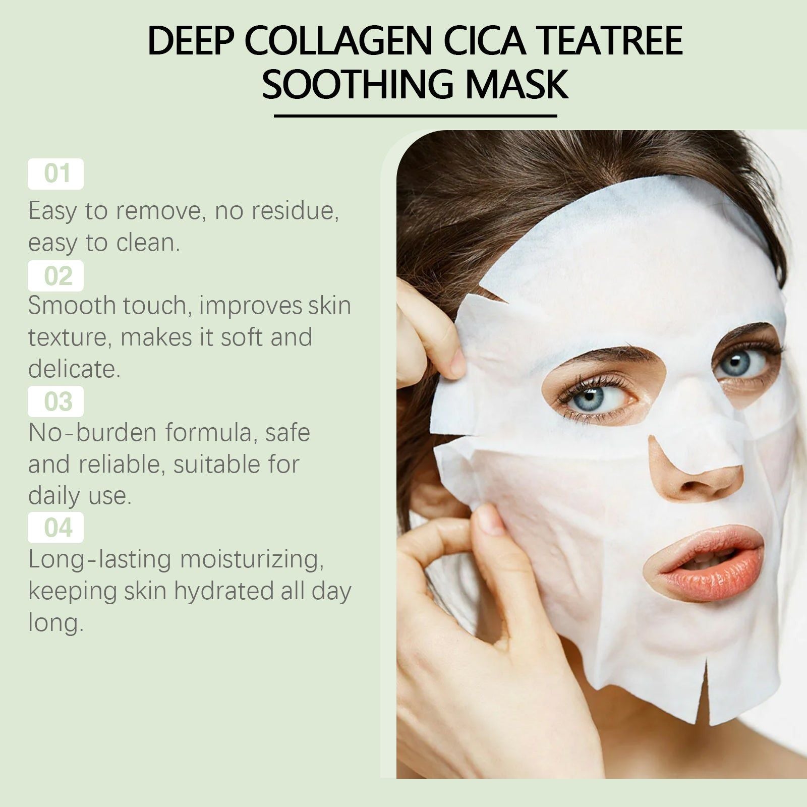Collagen Tea Tree Skin Care Mask, Hydrating, Brightening, Anti-Aging, Moisturizing, Radiant Skin ,4pcs