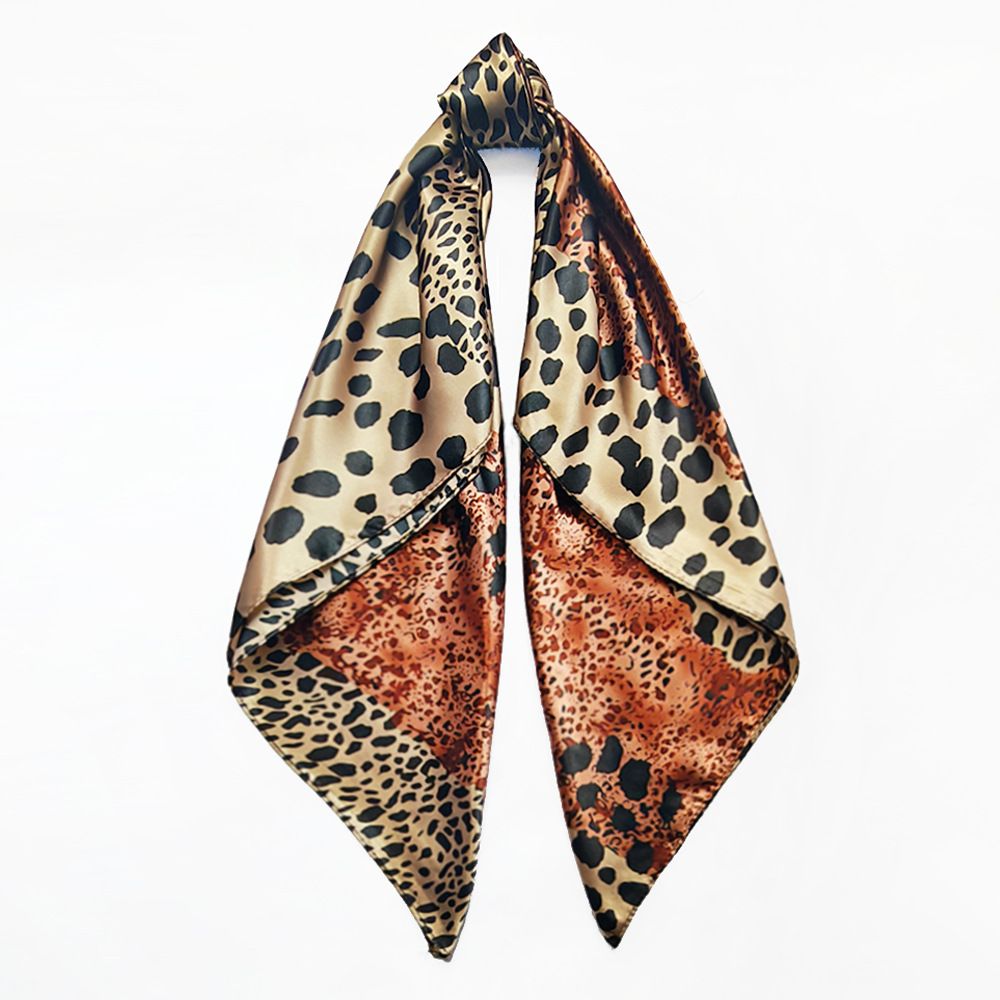 4Pcs Leopard Print Satin Silk Scarf Set - 90x90cm Large Square Head Wrap