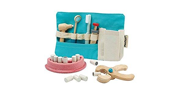 PlanToys Dentist Set — Wooden Pretend Play Doctor Toy