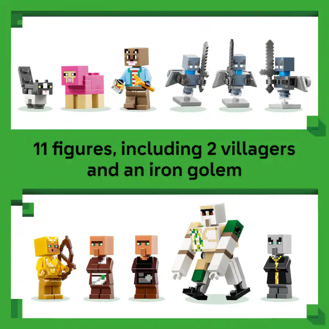 LEGO Minecraft The Evoker Village Attack Building Set, 607 Pieces, For Age 9+ Years