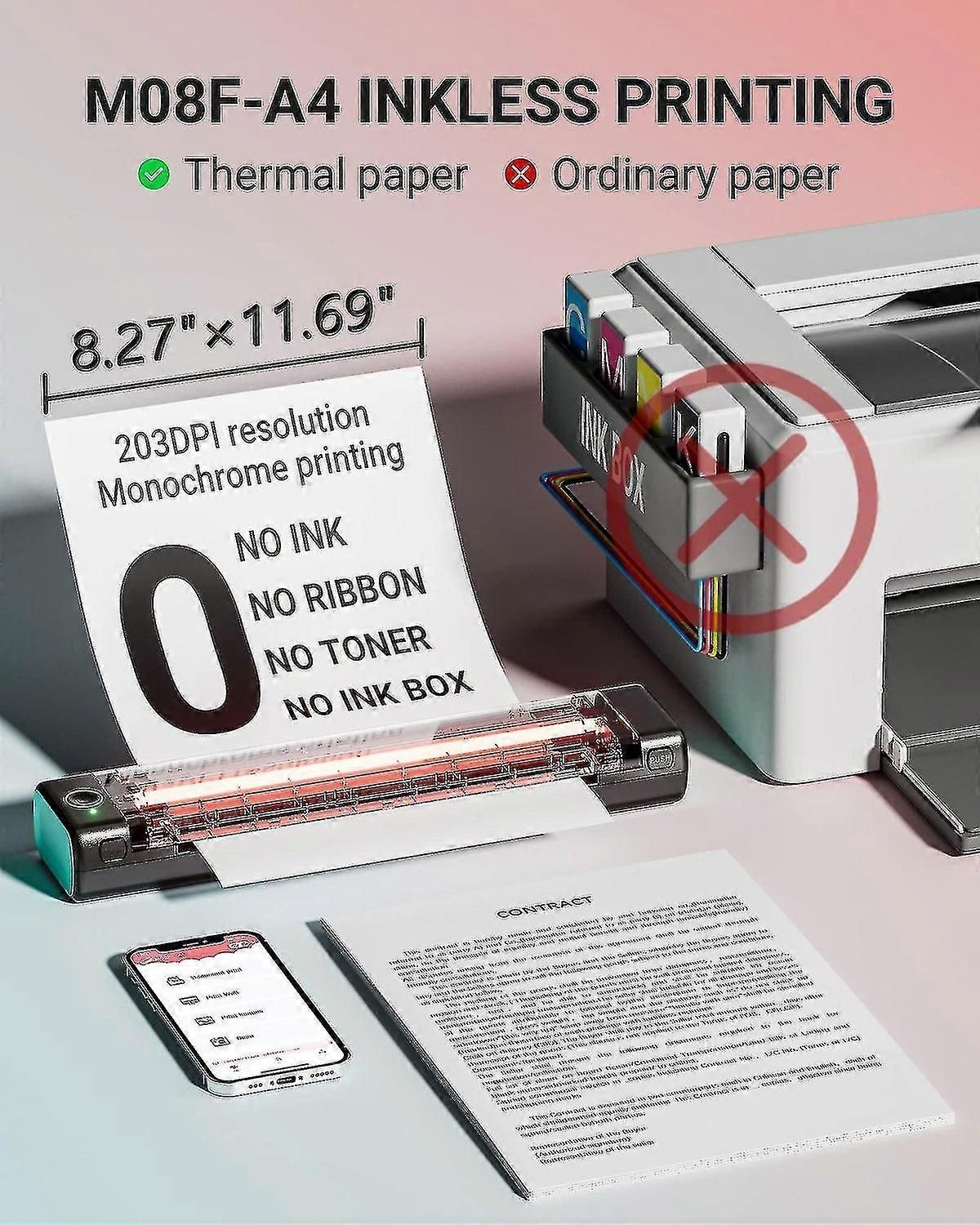 M08f A4 Wireless Thermal Printer Portable Handheld Bluetooth Mini Personal Home Office Printers Hd P zxin
