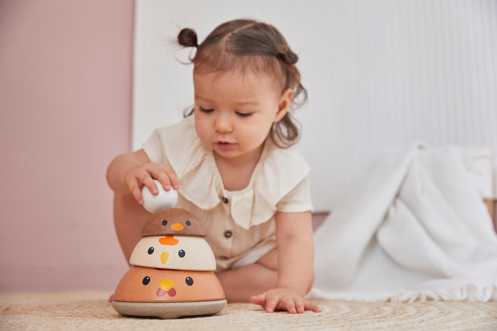 PlanToys Chicken Nesting — Modern Rustic | Wooden Nesting Toy