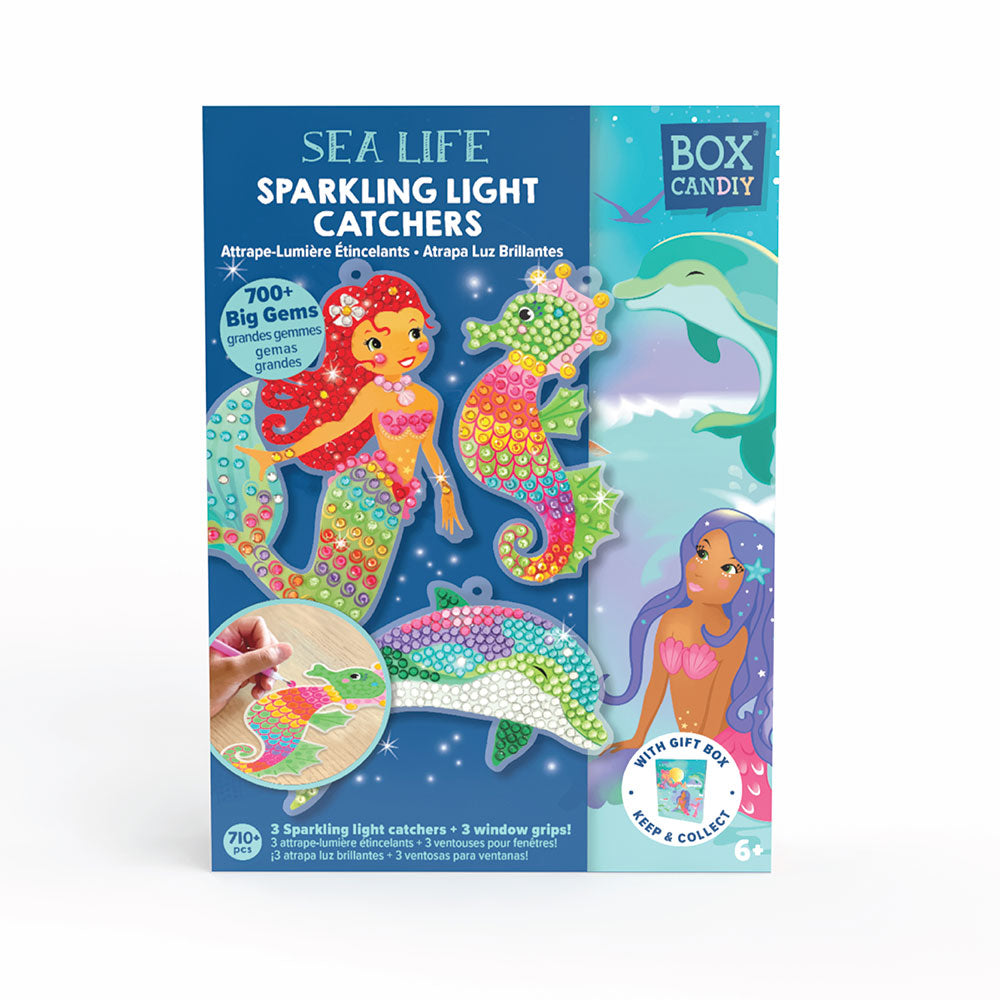 Box CanDIY Sea Life Sparkling Light Catchers Diamond Painting Craft Set (3 Pieces, 700+gems), 6+ years
