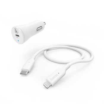 HAMA 183313 CAR CHARGING SET, LIGHTN MFI , POWER DELIVERY,18W,WHITE